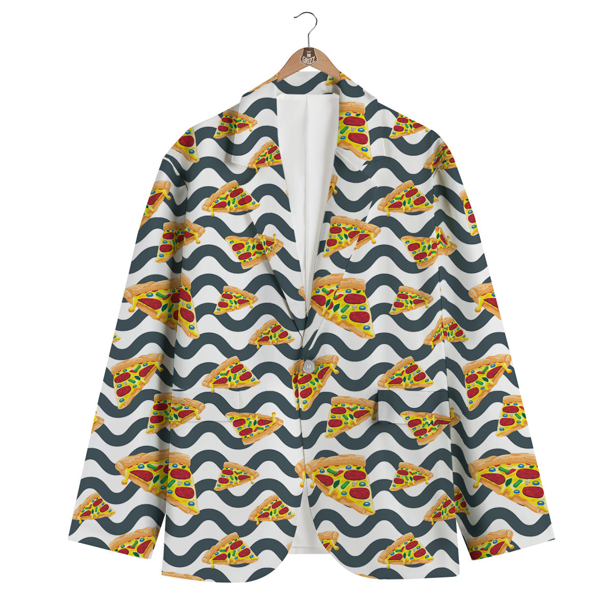 Pizza Zigzag Print Pattern Men's Blazer-grizzshop