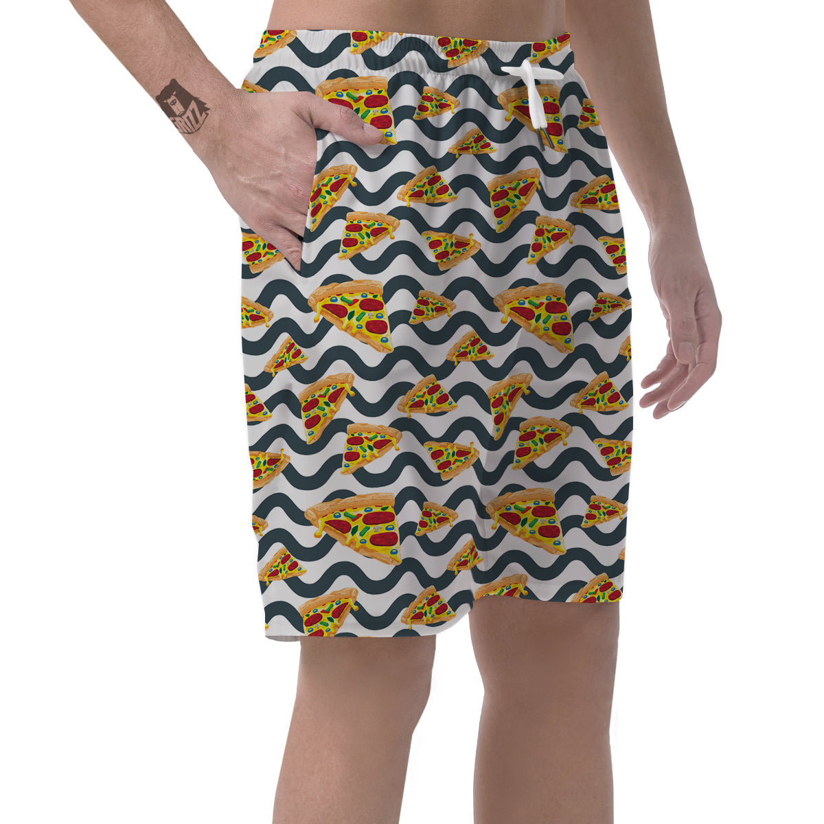 Pizza Zigzag Print Pattern Men's Shorts-grizzshop