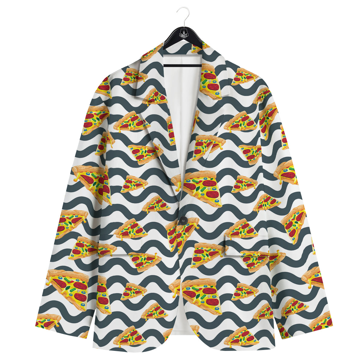 Pizza Zigzag Print Pattern Men's Sport Coat-grizzshop