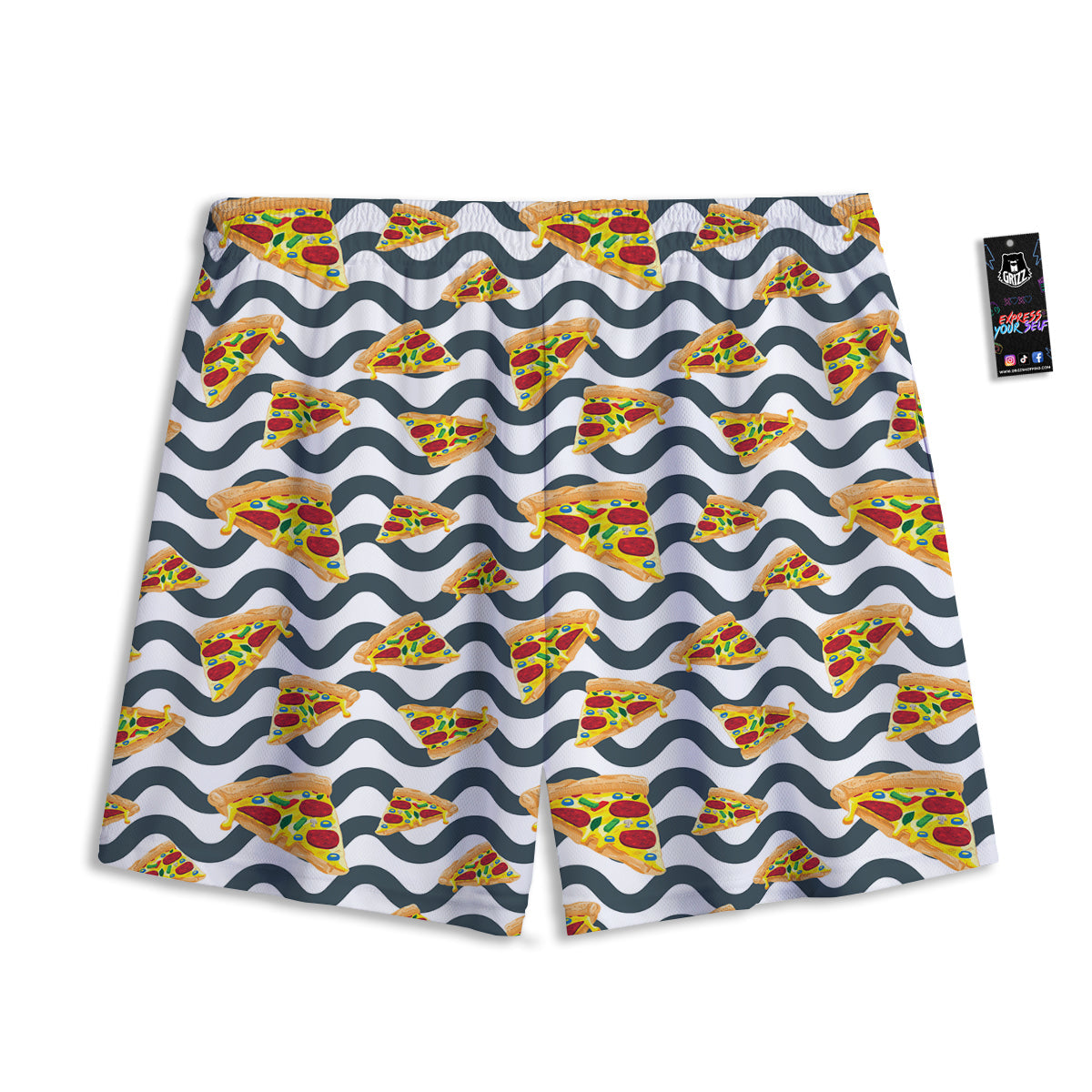 Pizza Zigzag Print Pattern Mesh Shorts