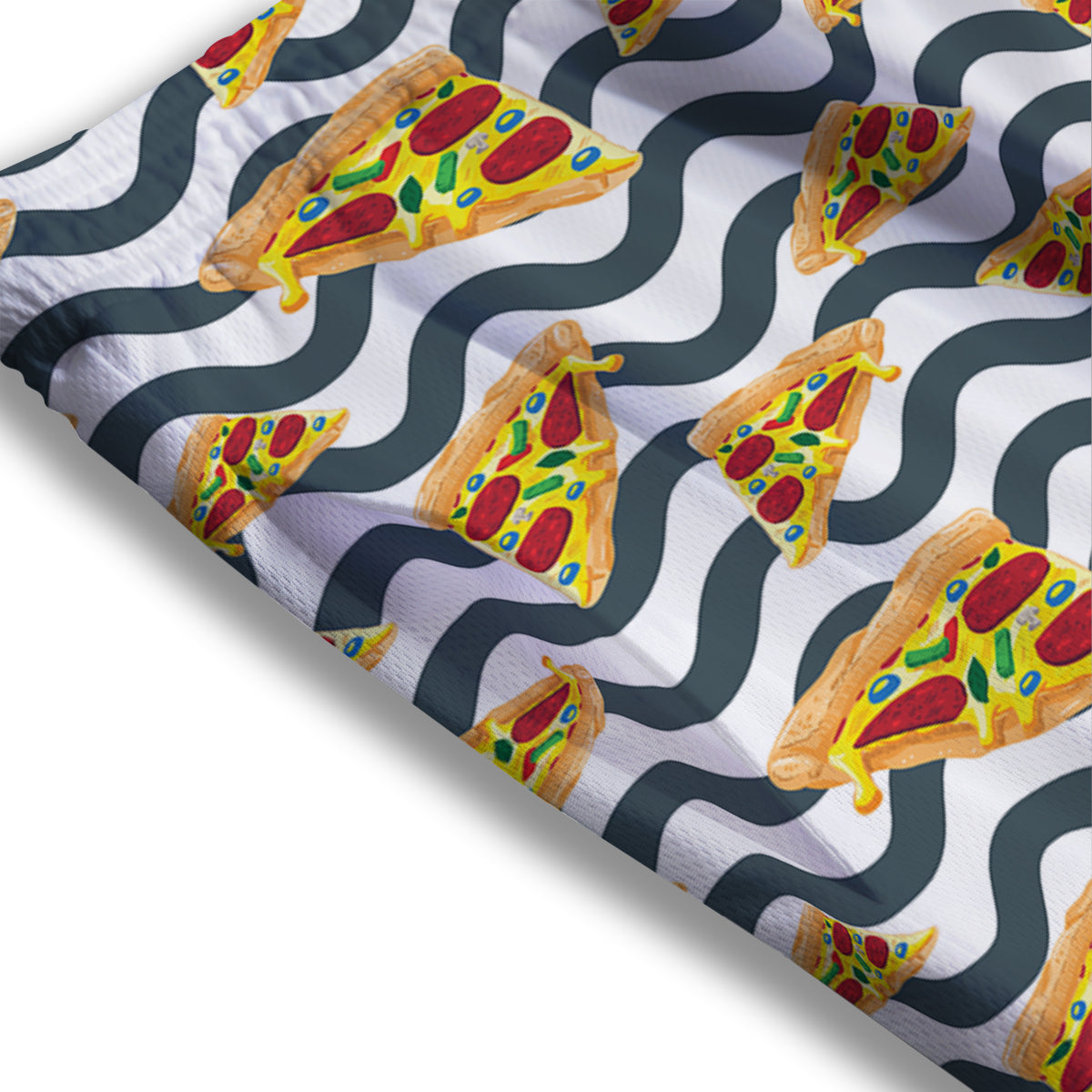 Pizza Zigzag Print Pattern Mesh Shorts