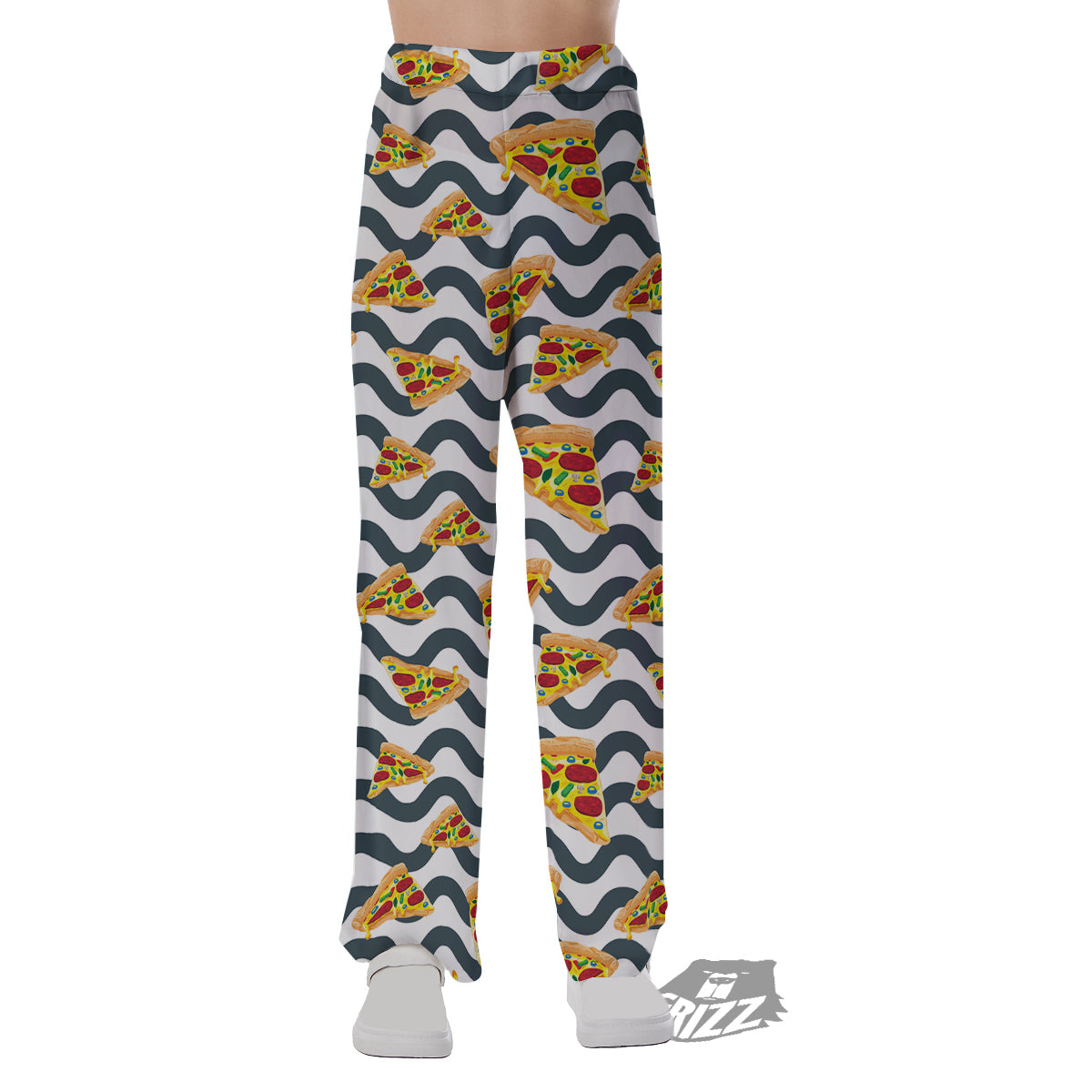 Pizza Zigzag Print Pattern Pajama Pants-grizzshop