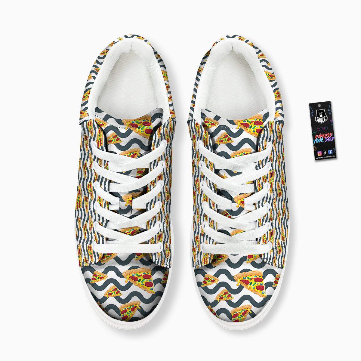 Pizza Zigzag Print Pattern Platform Shoes-grizzshop