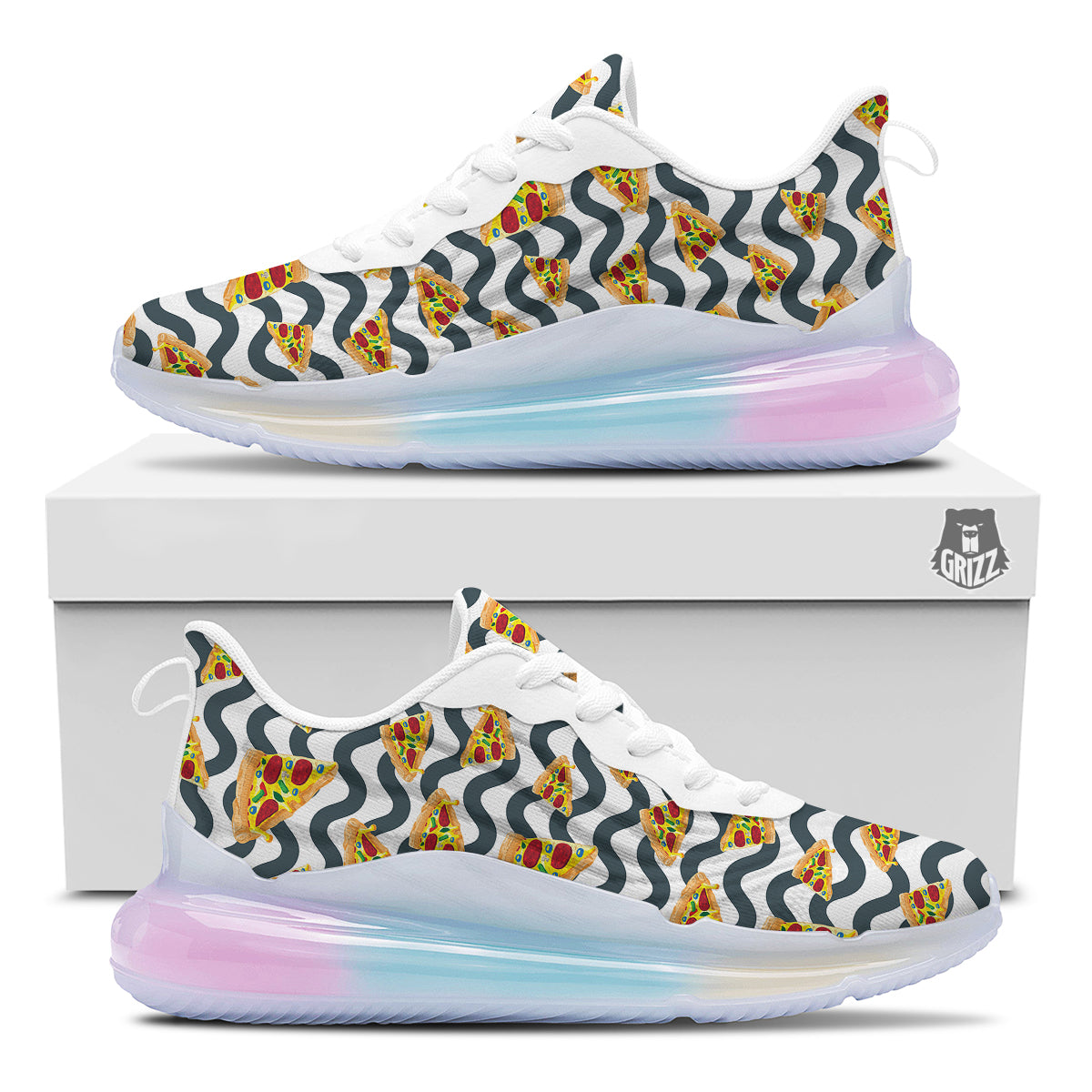 Pizza Zigzag Print Pattern Running Sneakers-grizzshop