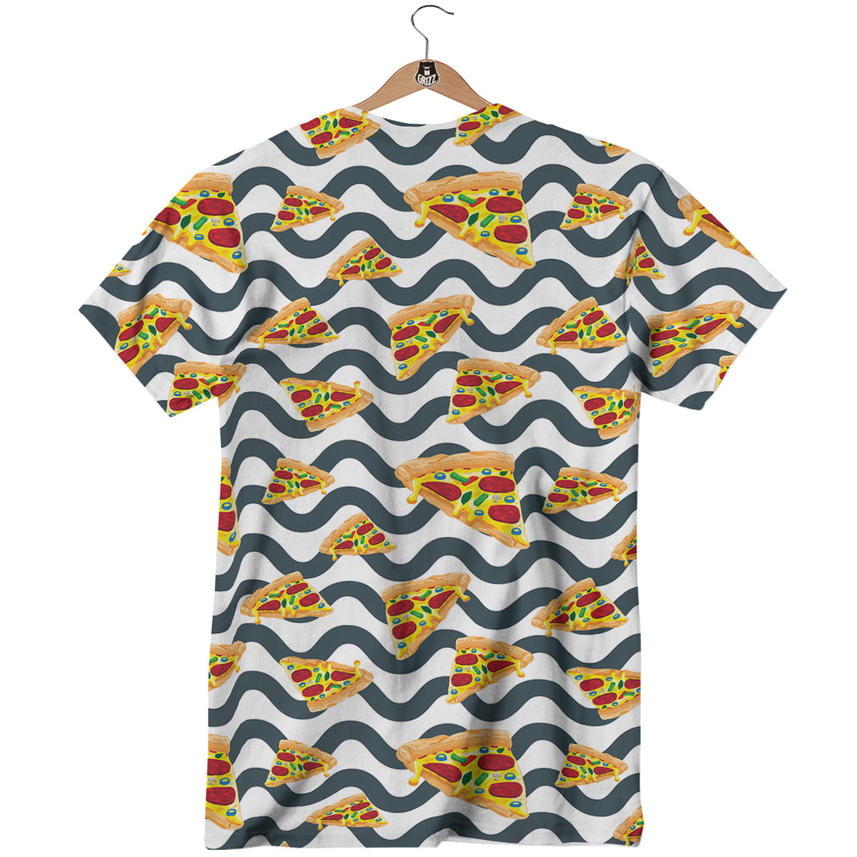 Pizza Zigzag Print Pattern T-Shirt-grizzshop