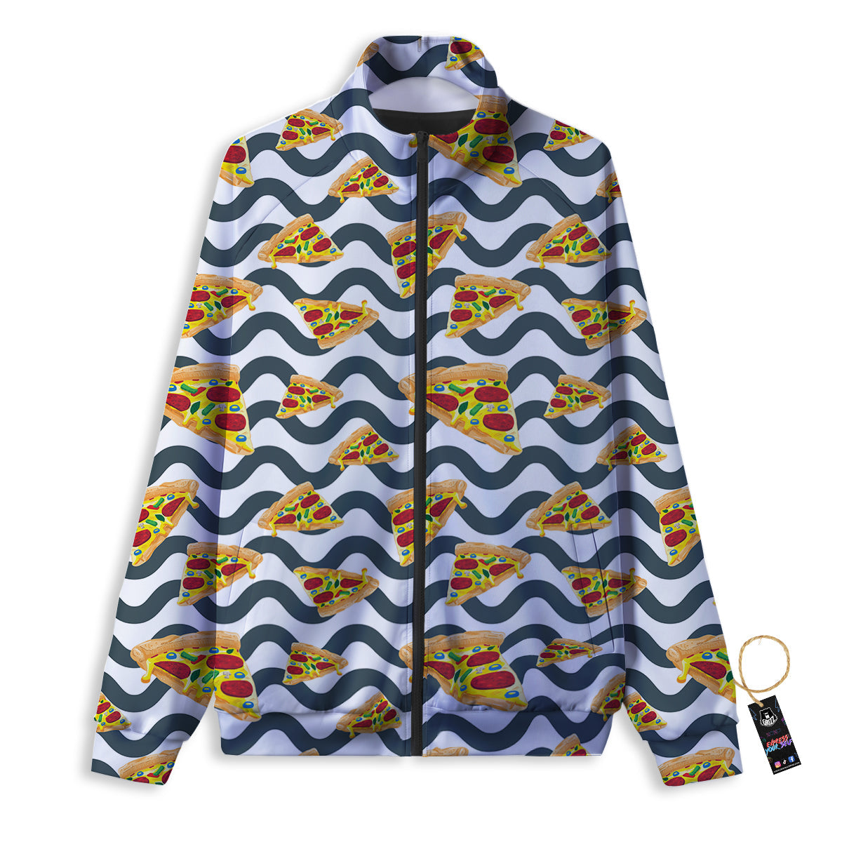 Pizza Zigzag Print Pattern Track Jacket-grizzshop