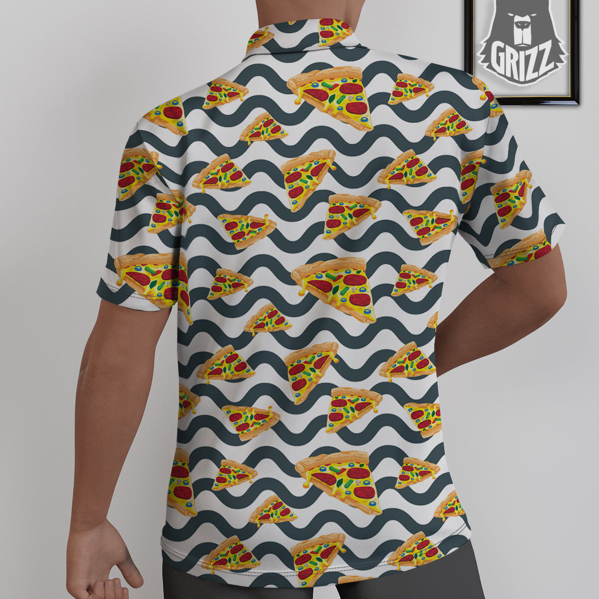 Pizza Zigzag Print Pattern Untucked Shirts-grizzshop