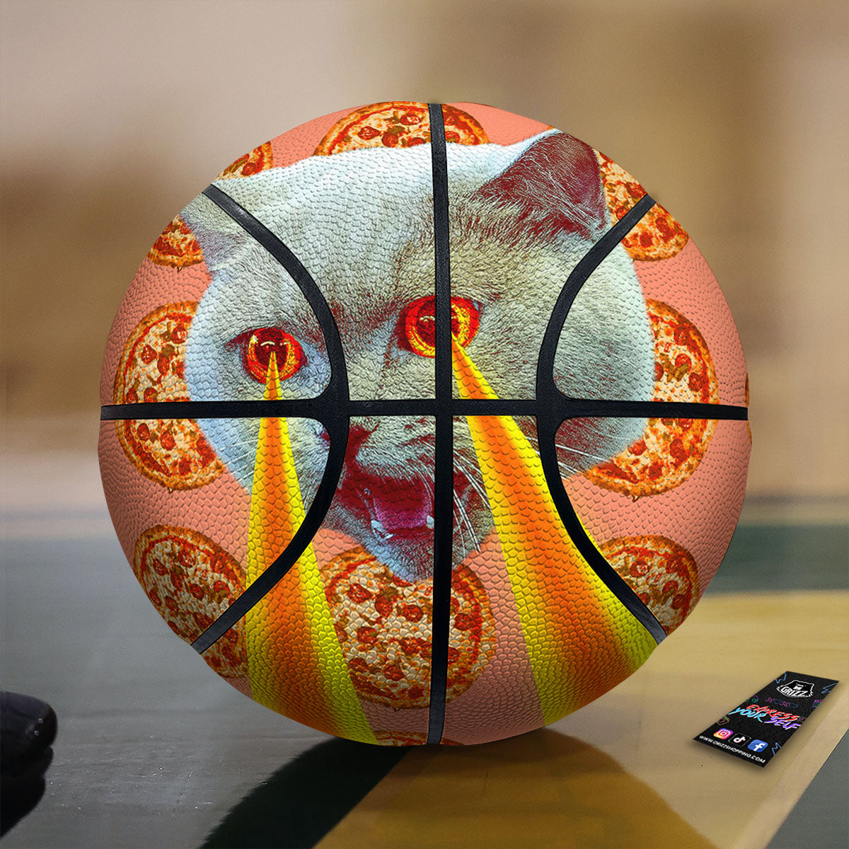 Pizza And Cat Print Basketball