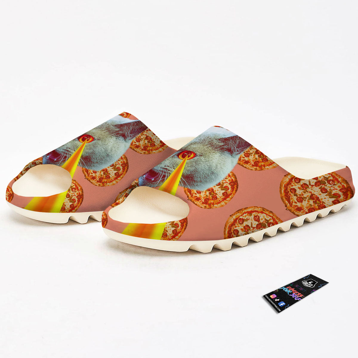 Pizza And Cat Print Sandals-grizzshop