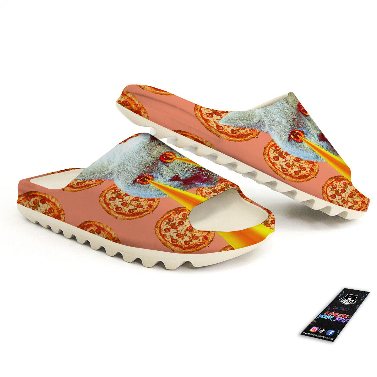 Pizza And Cat Print Sandals-grizzshop