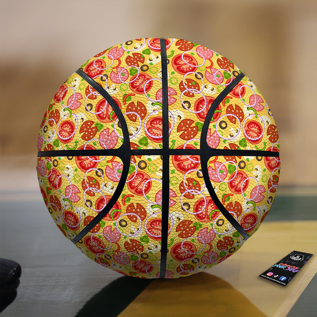 Pizza And Different Ingredients Print Pattern Basketball