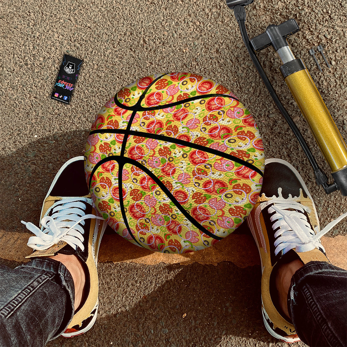 Pizza And Different Ingredients Print Pattern Basketball