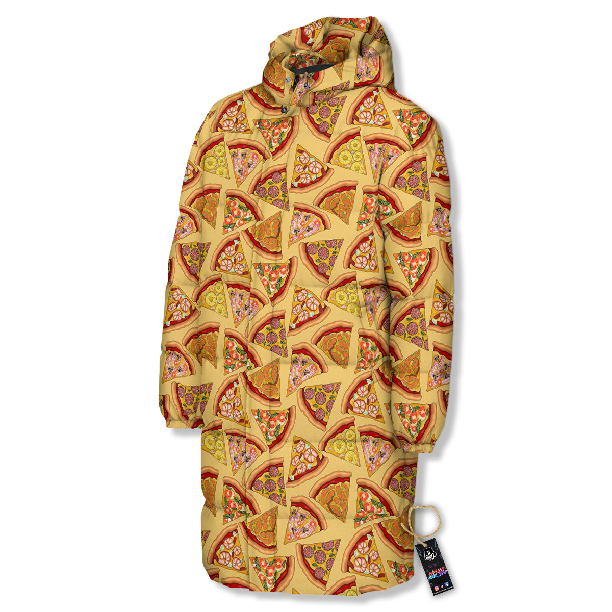 Pizza Fast Food Print Pattern Long Down Jacket