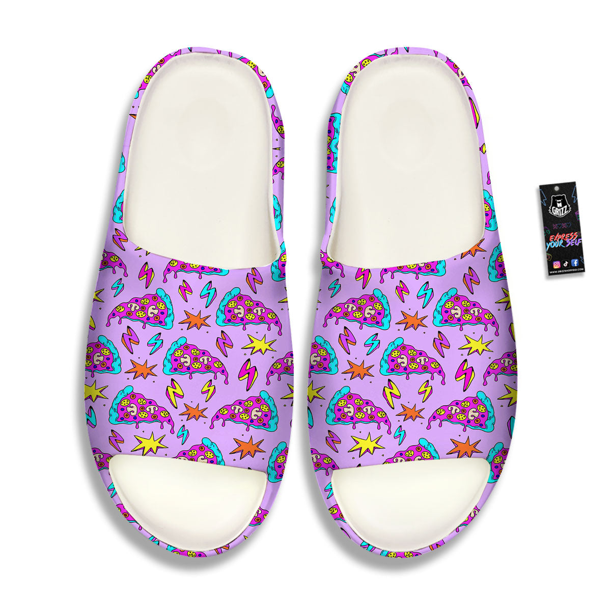 Pizza Psychedelic Print Pattern Sandals-grizzshop