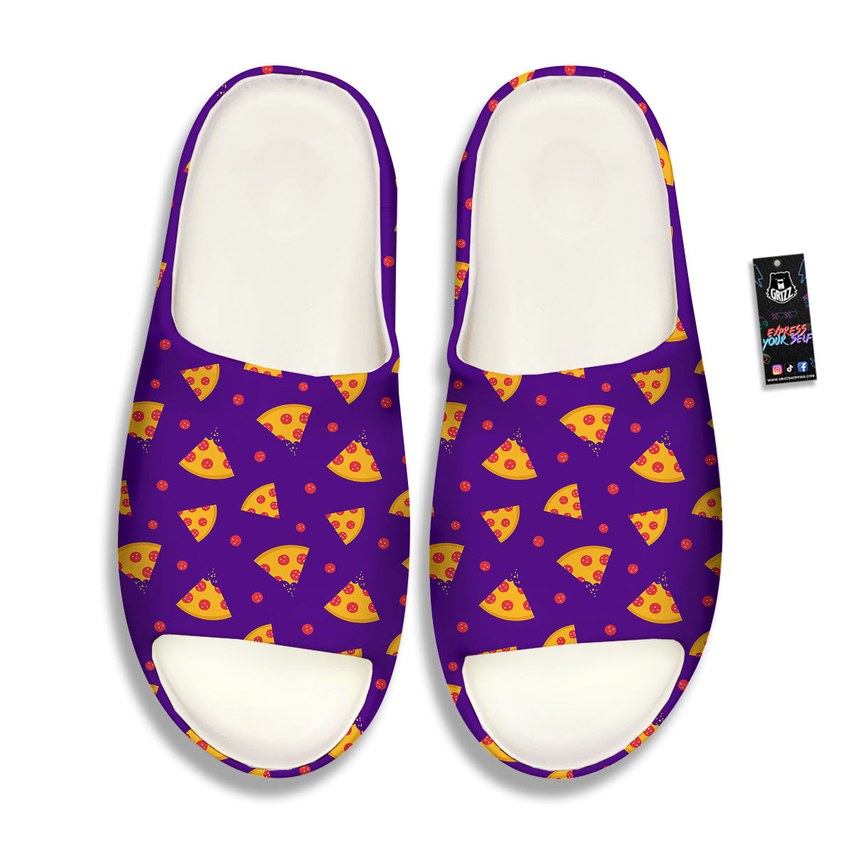 Pizza Purple Print Pattern Sandals-grizzshop