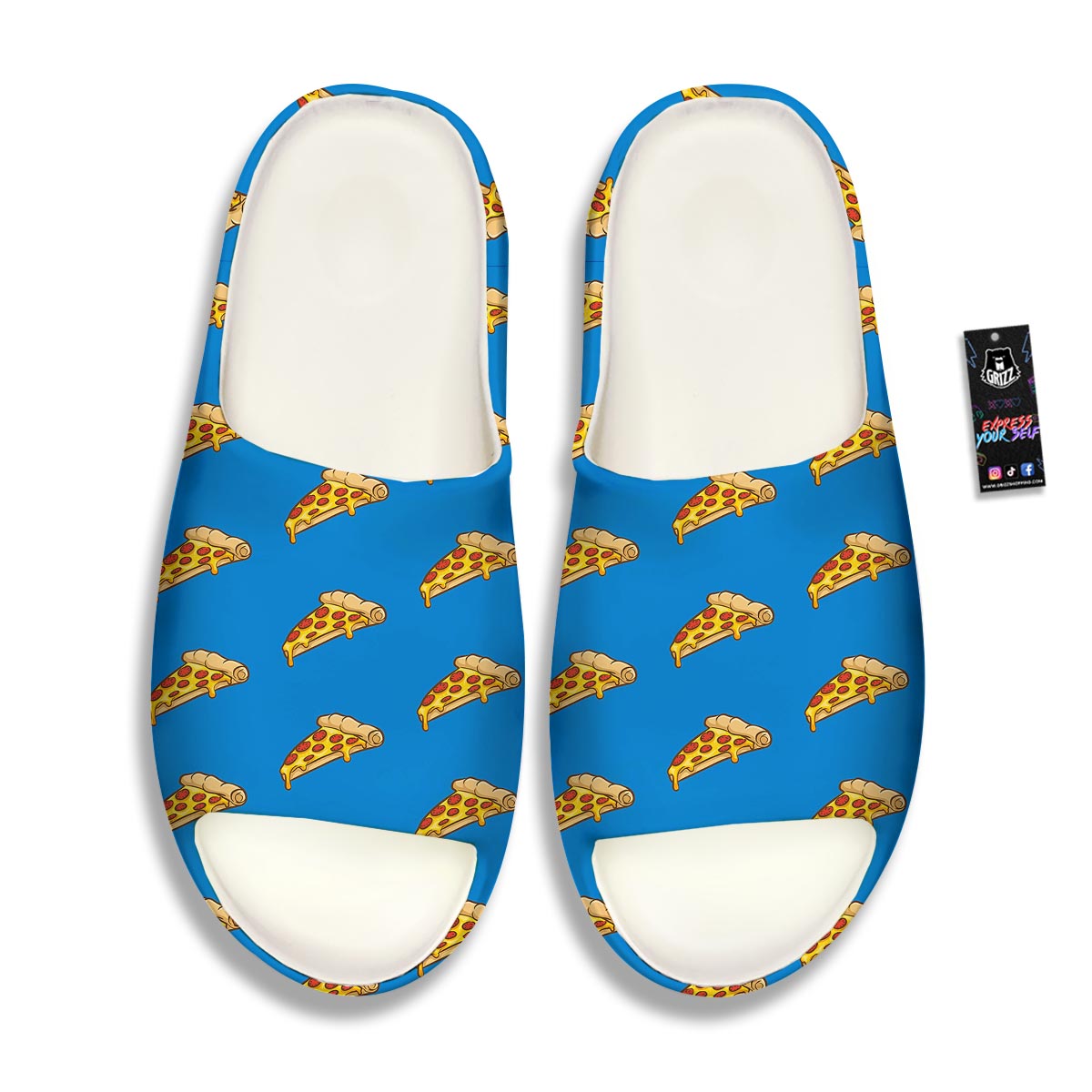 Pizza Teal Print Pattern Sandals-grizzshop