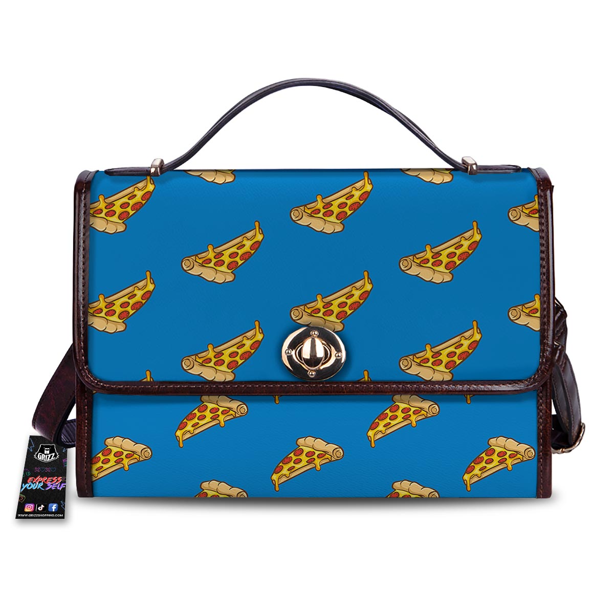 Pizza Teal Print Pattern Women's Satchel Bag