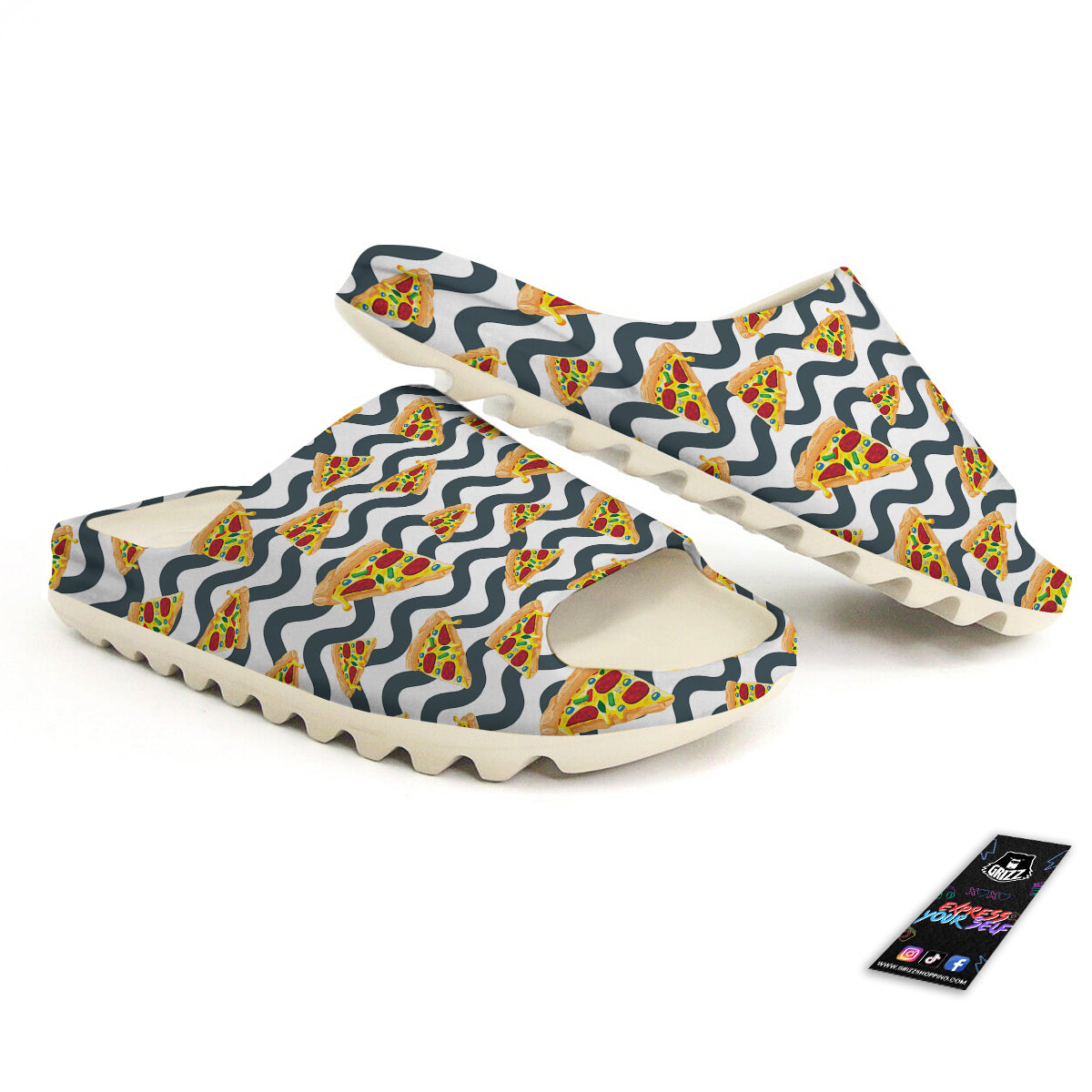 Pizza Zigzag Print Pattern Sandals-grizzshop