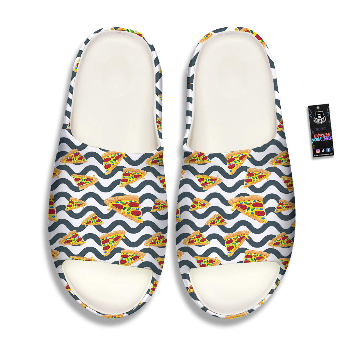 Pizza Zigzag Print Pattern Sandals-grizzshop
