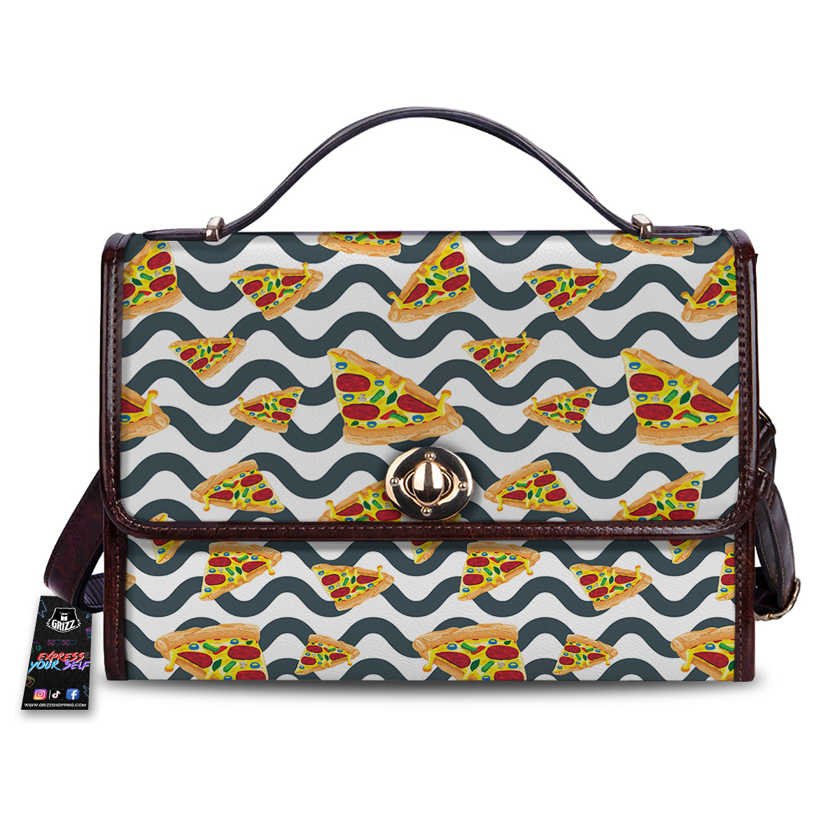 Pizza Zigzag Print Pattern Women's Satchel Bag