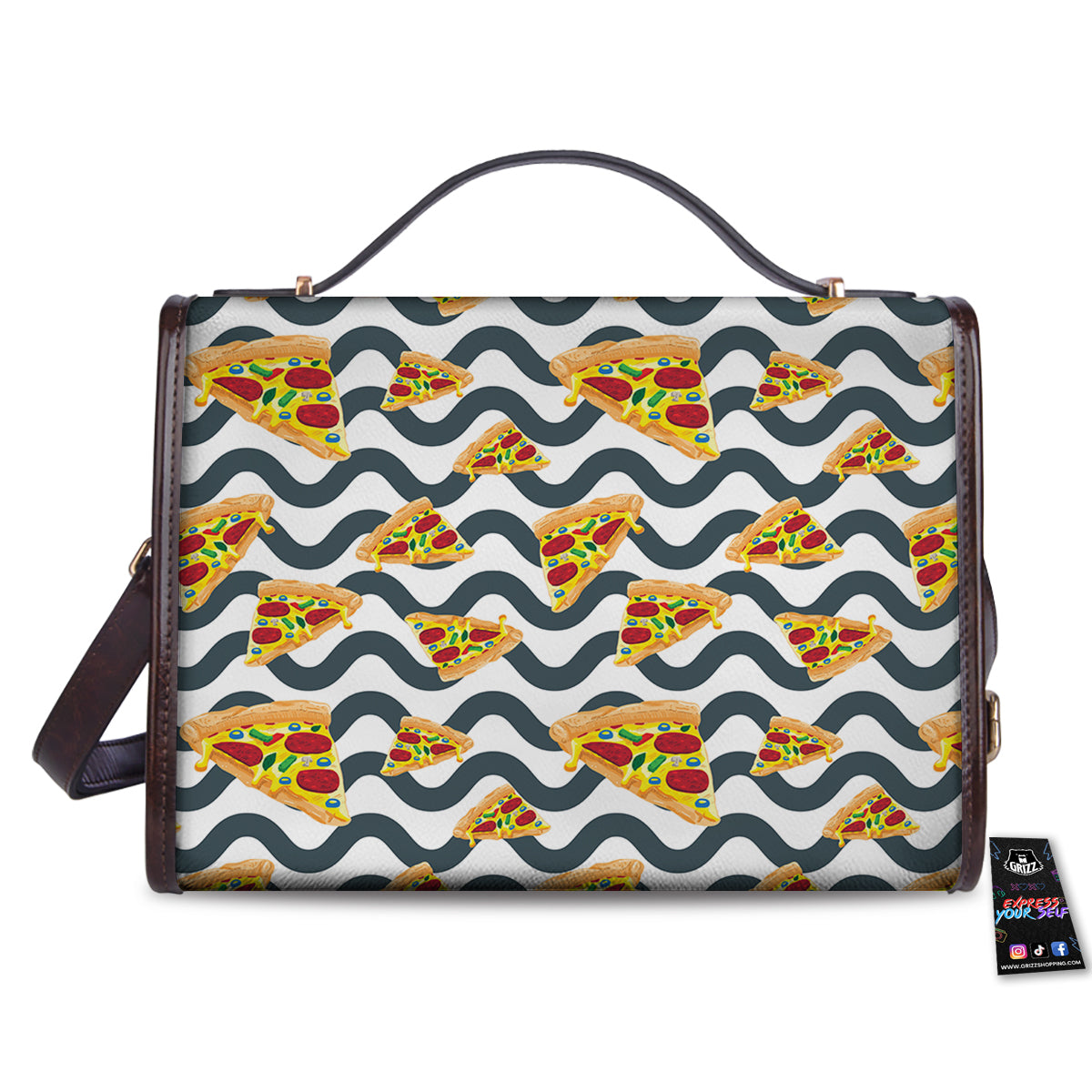 Pizza Zigzag Print Pattern Women's Satchel Bag