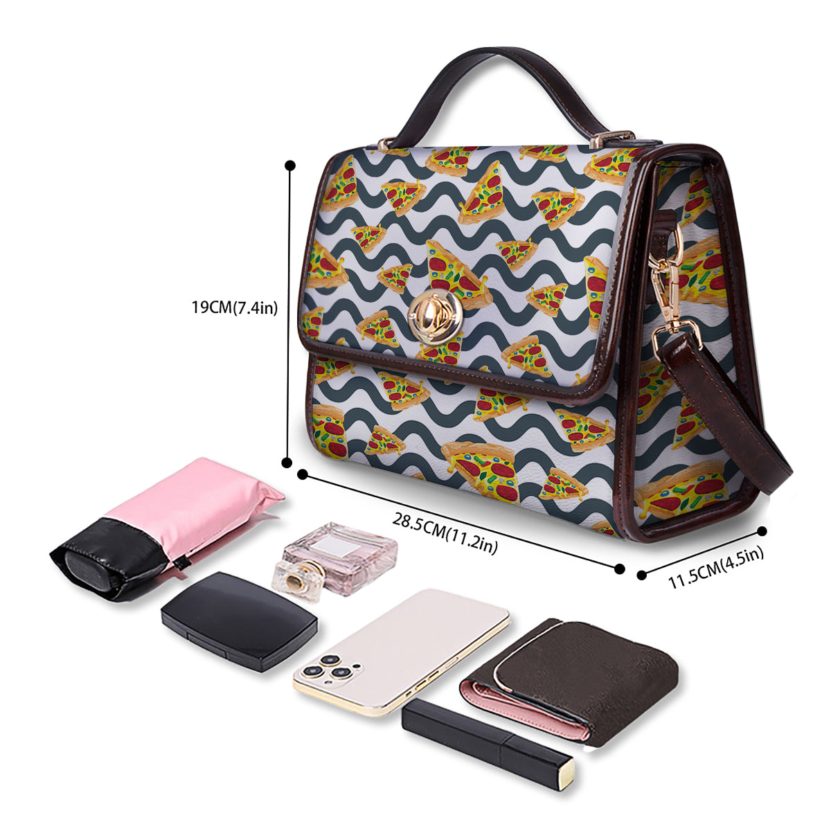Pizza Zigzag Print Pattern Women's Satchel Bag