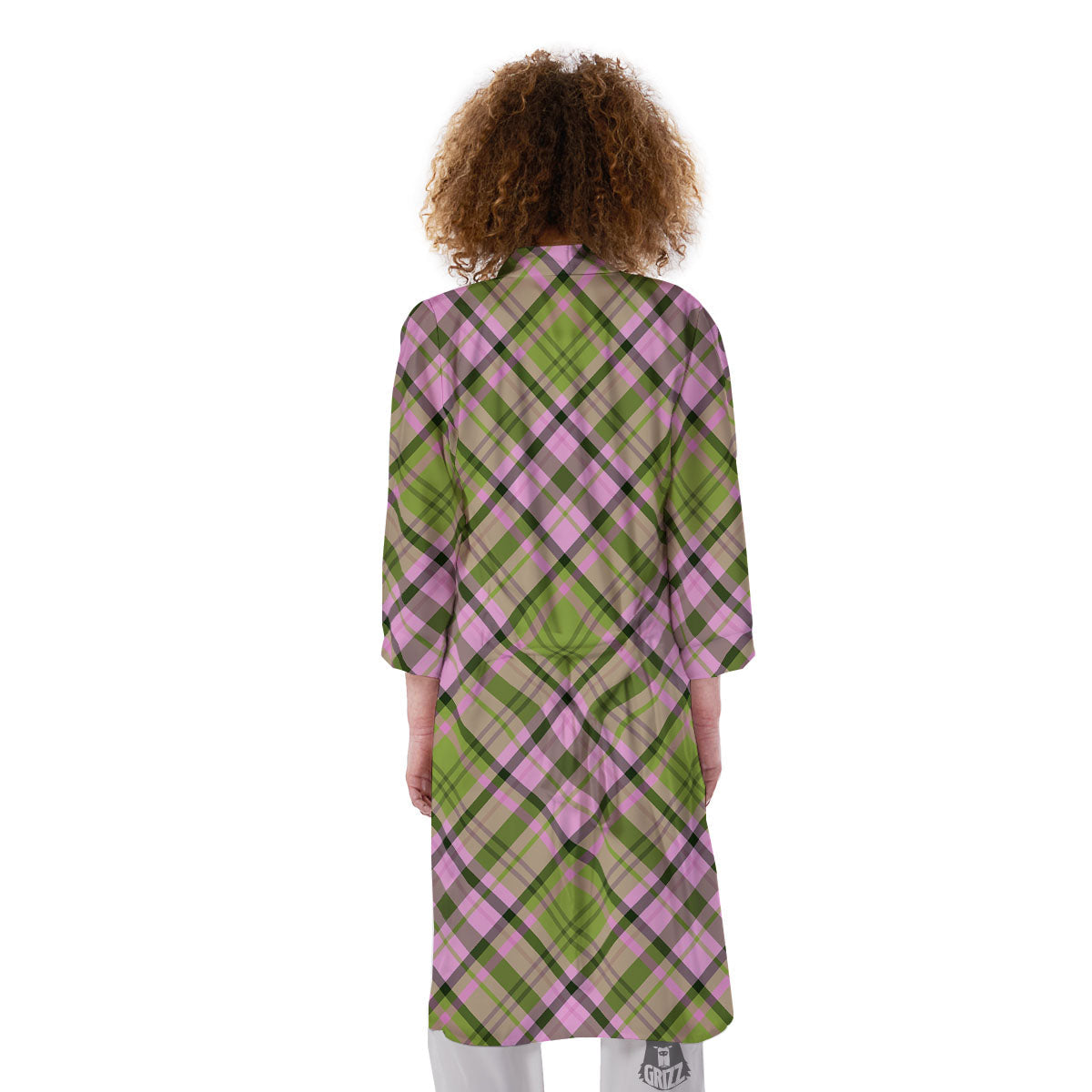 Plaid Green And Pink Print Pattern Kimono-grizzshop