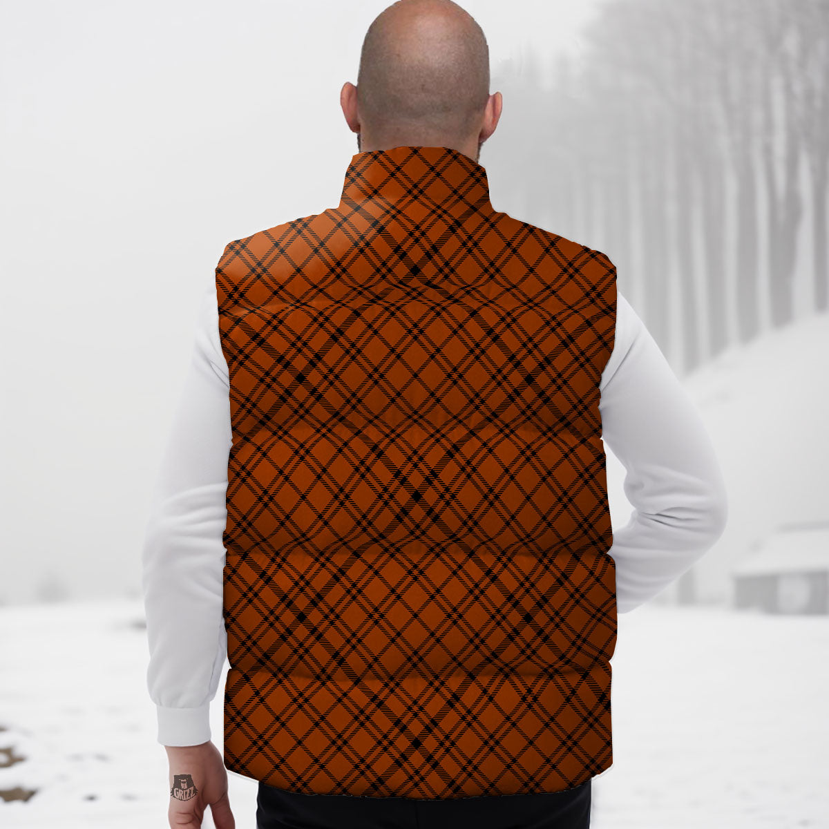 Plaid Halloween Print Pattern Down Vest