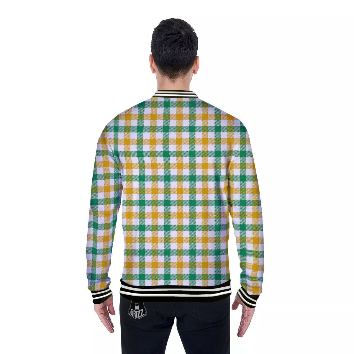 Plaid Irish Buffalo Print Pattern Baseball Jacket-grizzshop