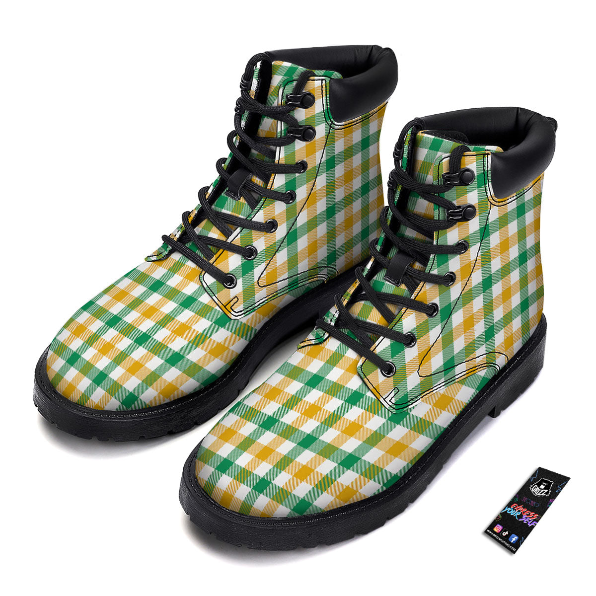 Plaid Irish Buffalo Print Pattern Boots-grizzshop