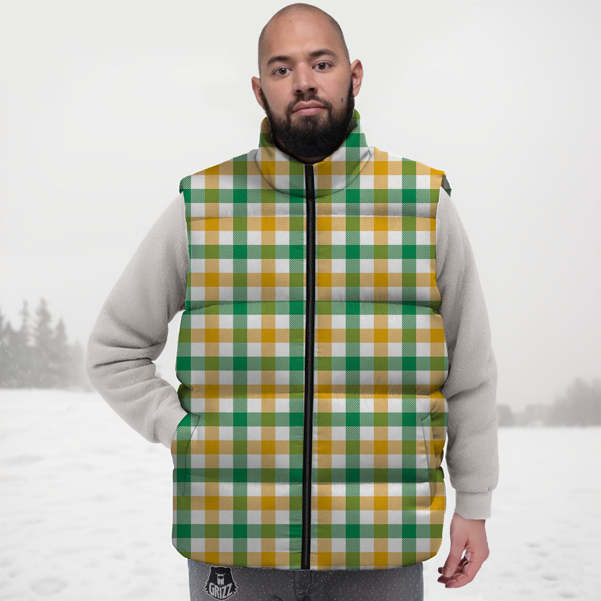 Plaid Irish Buffalo Print Pattern Down Vest-grizzshop