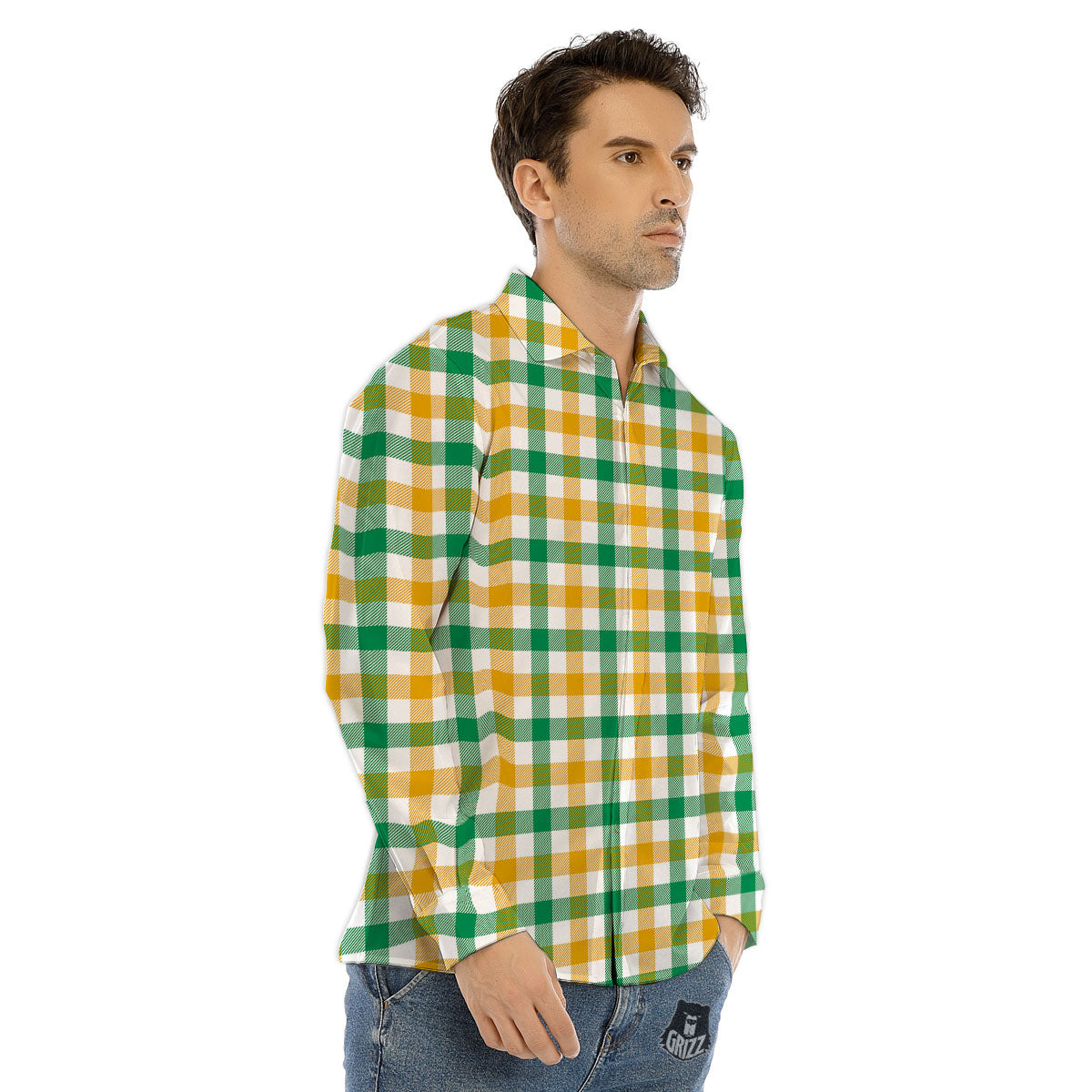 Plaid Irish Buffalo Print Pattern Men's Dress Shirts-grizzshop