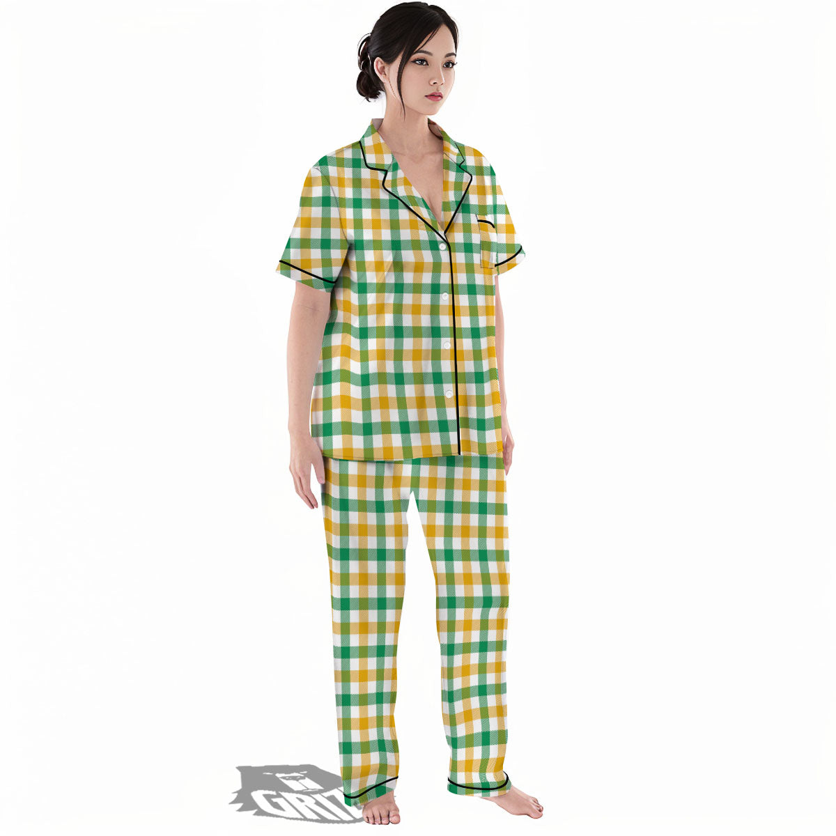 Plaid Irish Buffalo Print Pattern Women's Pajamas Set-grizzshop