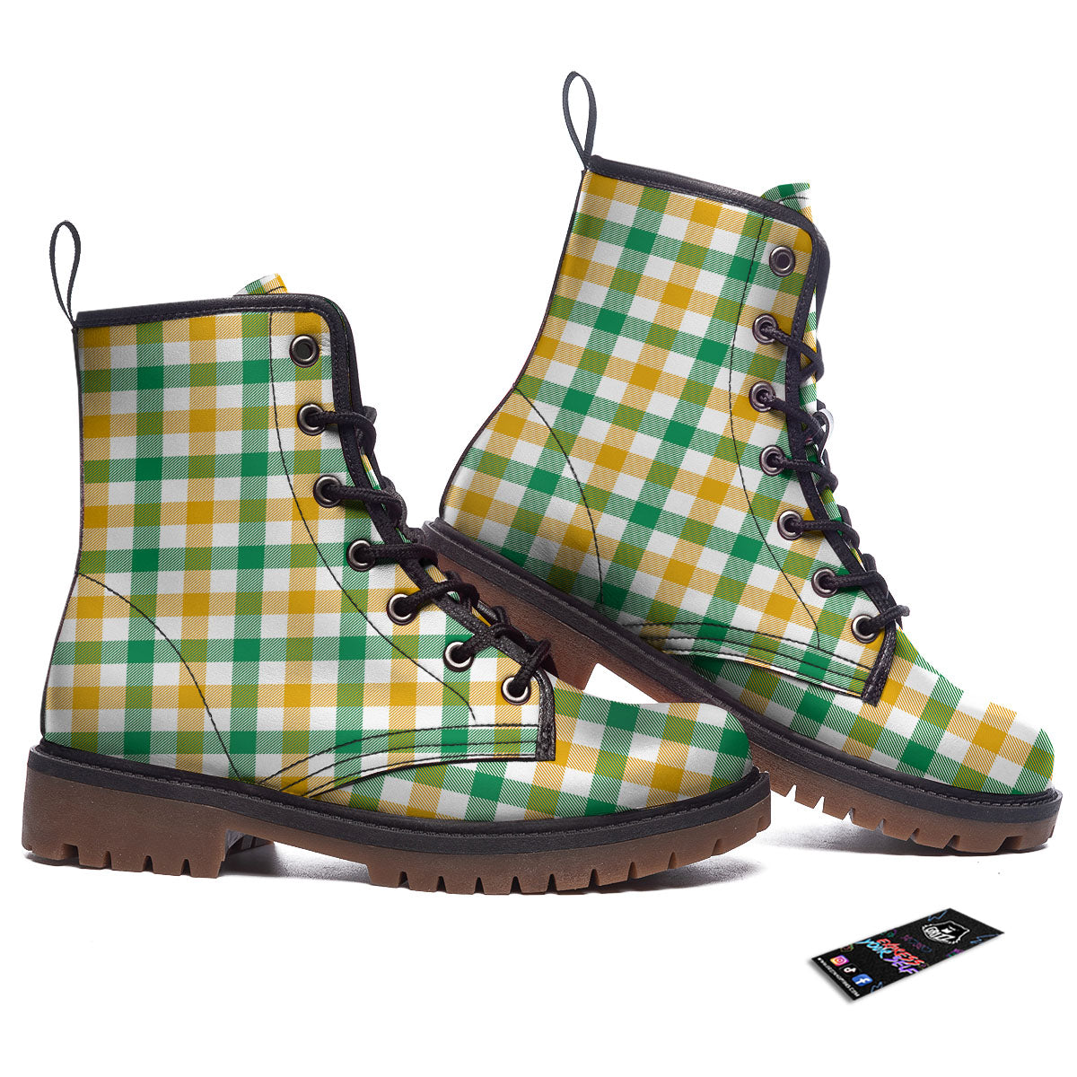 Plaid Irish Buffalo Print Pattern Work Boots-grizzshop