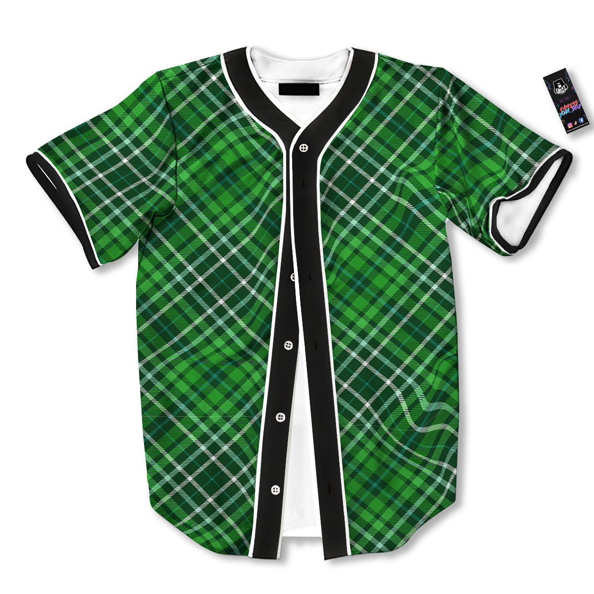 Plaid Irish Print Pattern Baseball Jersey-grizzshop
