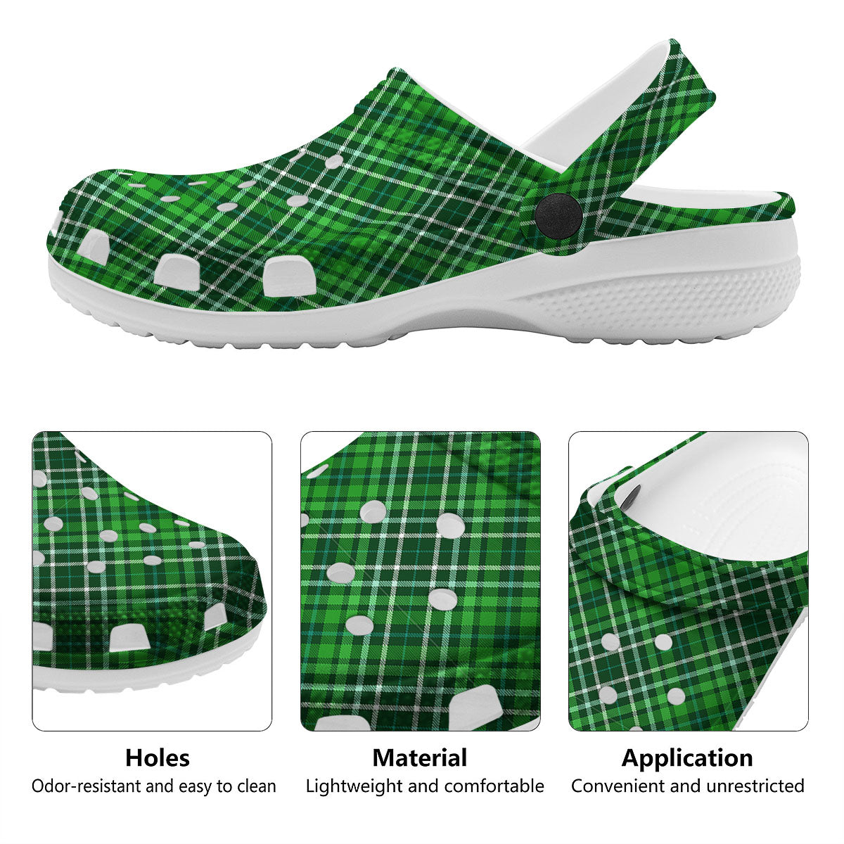 Plaid Irish Print Pattern Clog-grizzshop