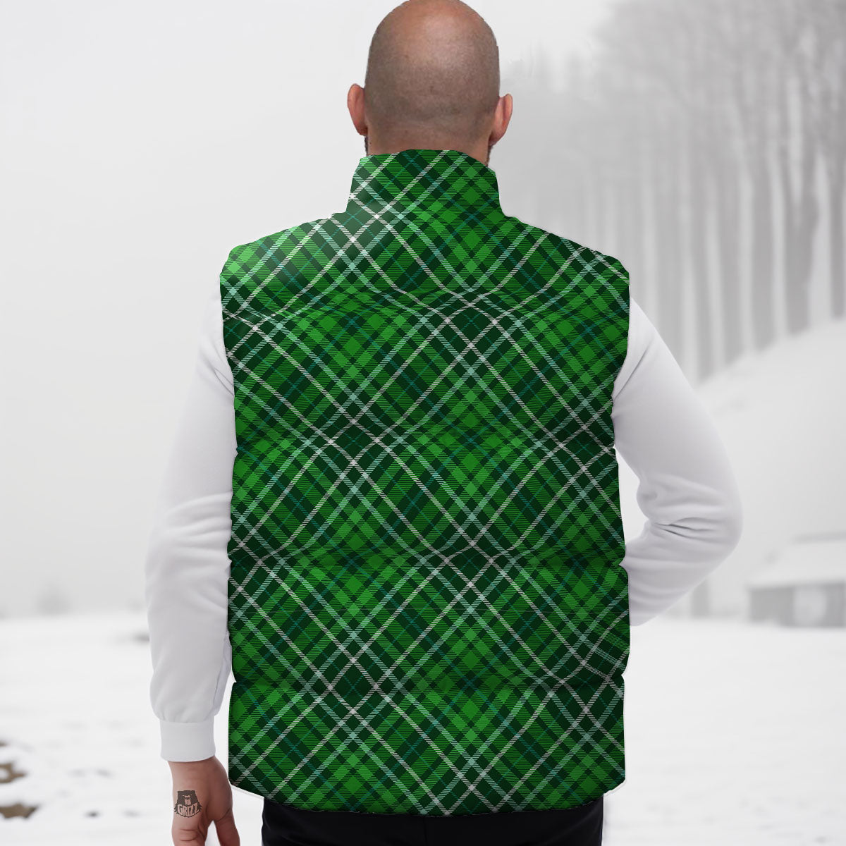 Plaid Irish Print Pattern Down Vest-grizzshop