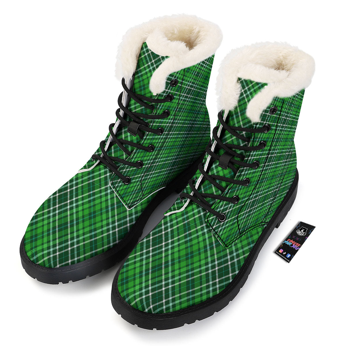 Plaid Irish Print Pattern Winter Boots-grizzshop