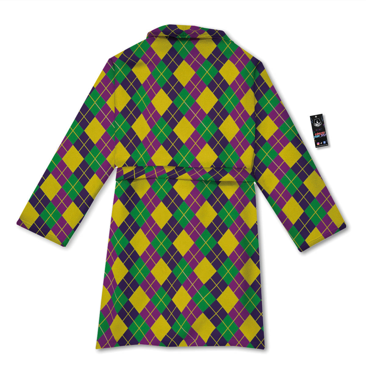 Plaid Mardi Gras Print Pattern Bathrobe-grizzshop