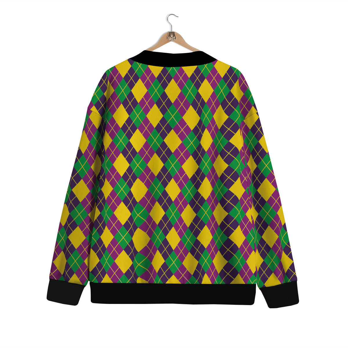 Plaid Mardi Gras Print Pattern Cardigan-grizzshop