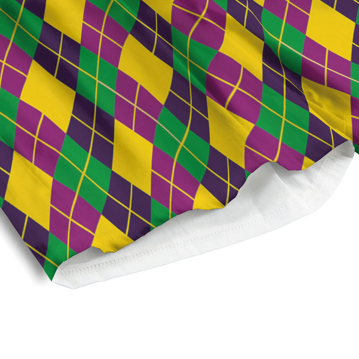 Plaid Mardi Gras Print Pattern Men's Athletic Shorts