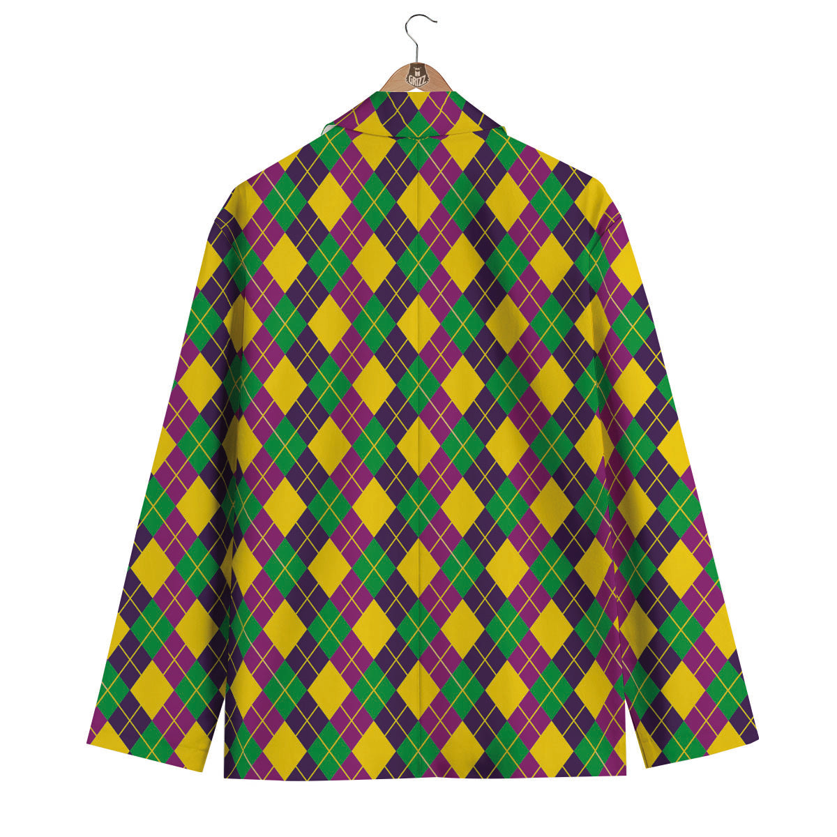 Plaid Mardi Gras Print Pattern Men's Blazer-grizzshop