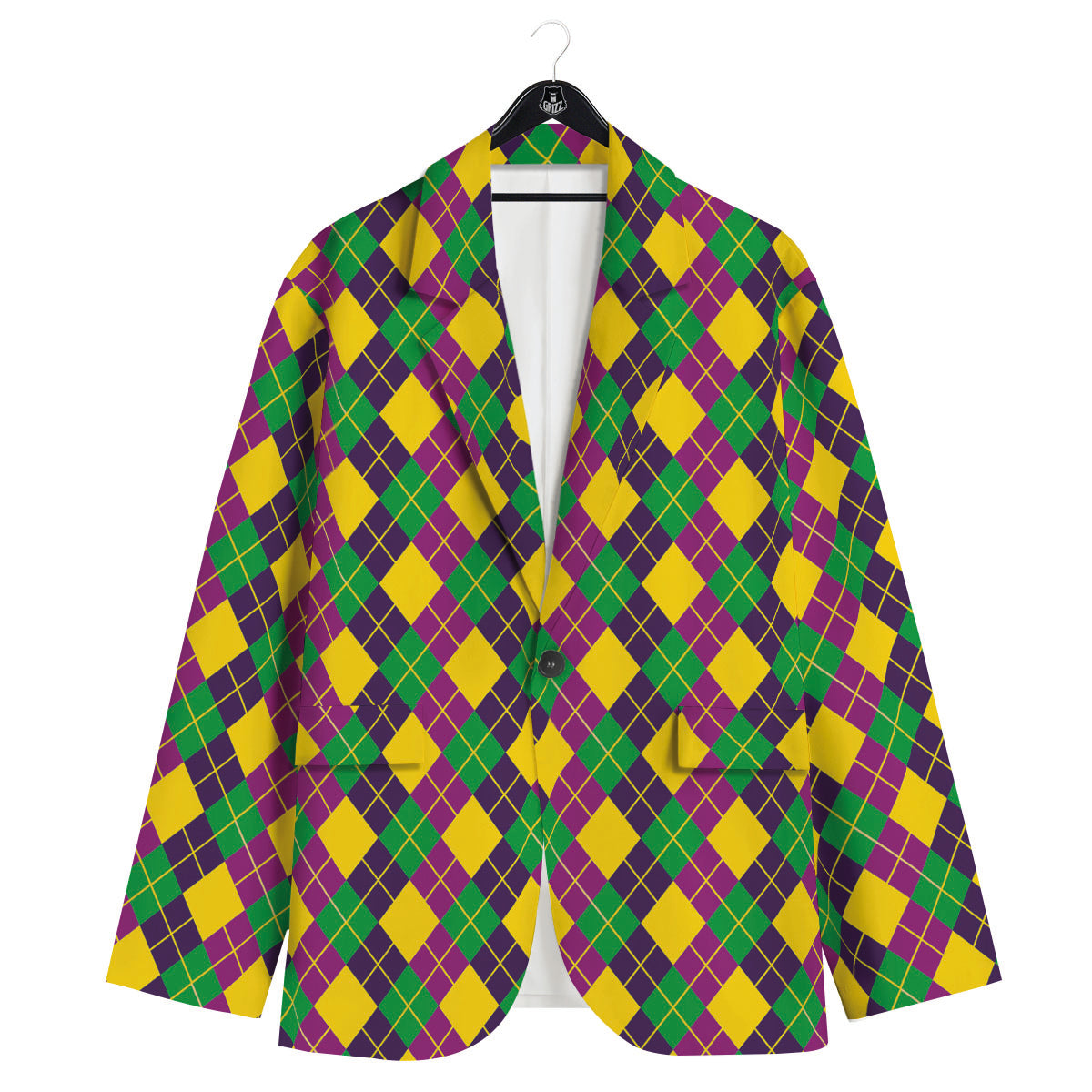 Plaid Mardi Gras Print Pattern Men's Sport Coat-grizzshop