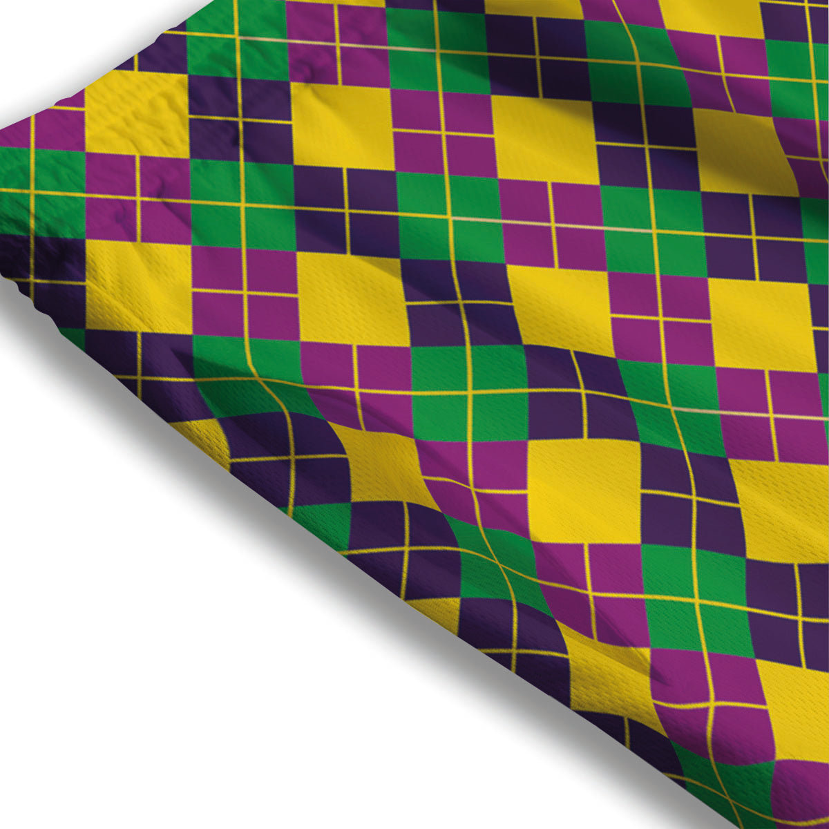 Plaid Mardi Gras Print Pattern Mesh Shorts