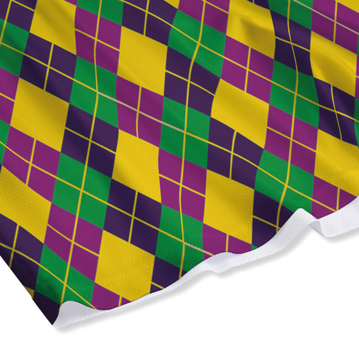 Plaid Mardi Gras Print Pattern Mesh Shorts