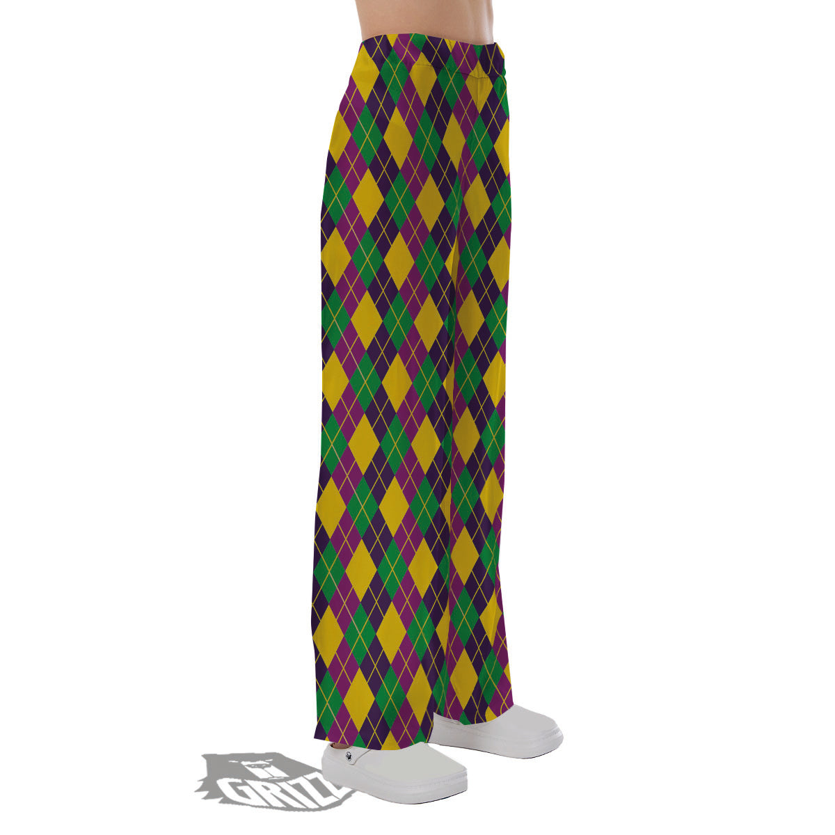 Plaid Mardi Gras Print Pattern Pajama Pants-grizzshop
