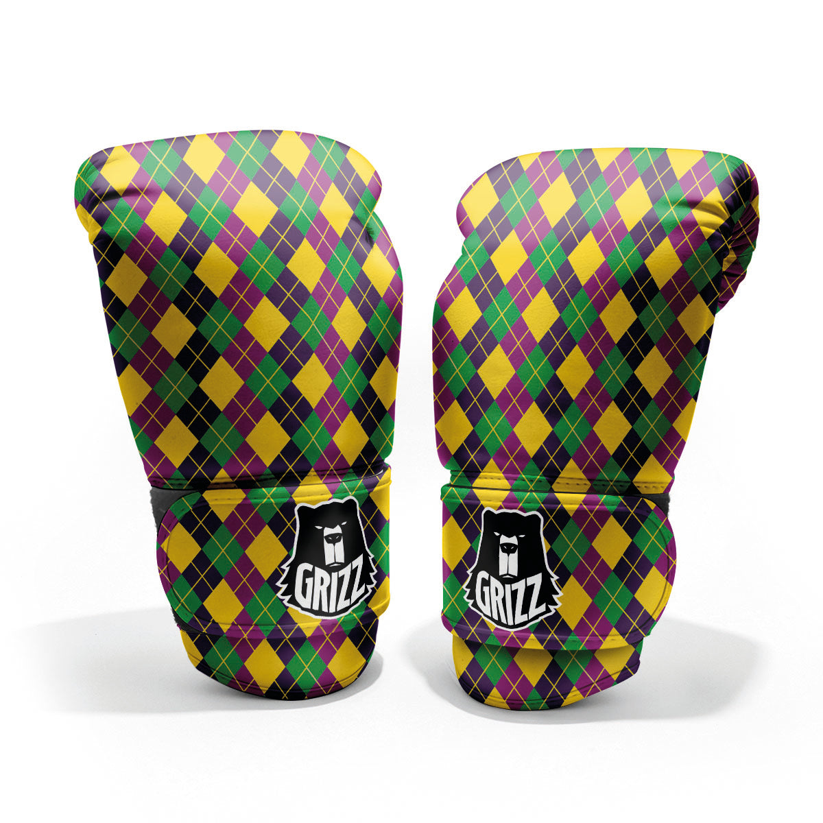 Plaid Mardi Gras Print Pattern Pro Boxing Glove