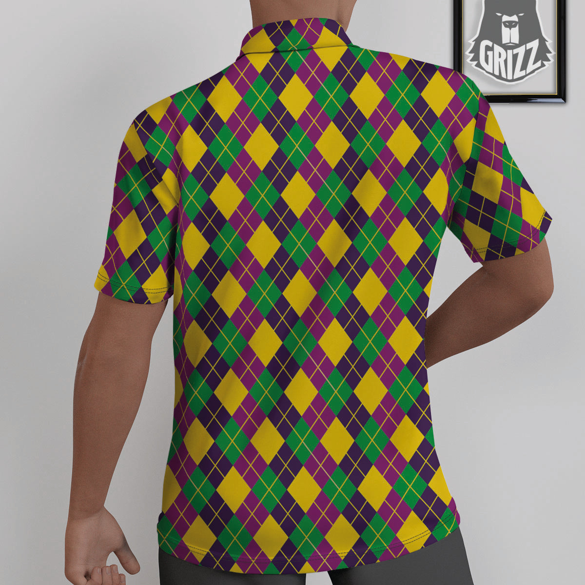 Plaid Mardi Gras Print Pattern Untucked Shirts-grizzshop