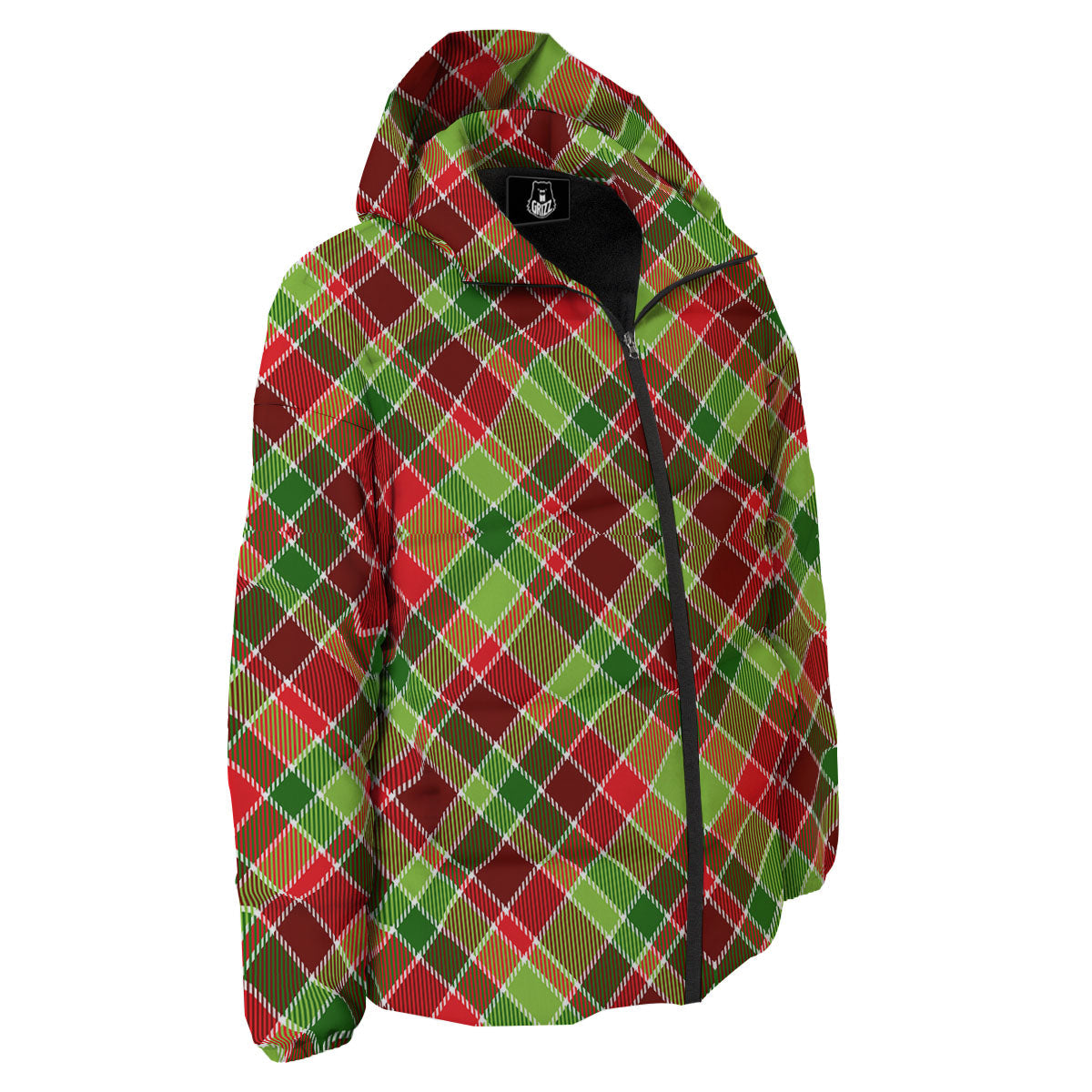 Plaid Merry Christmas Print Pattern Down Jacket