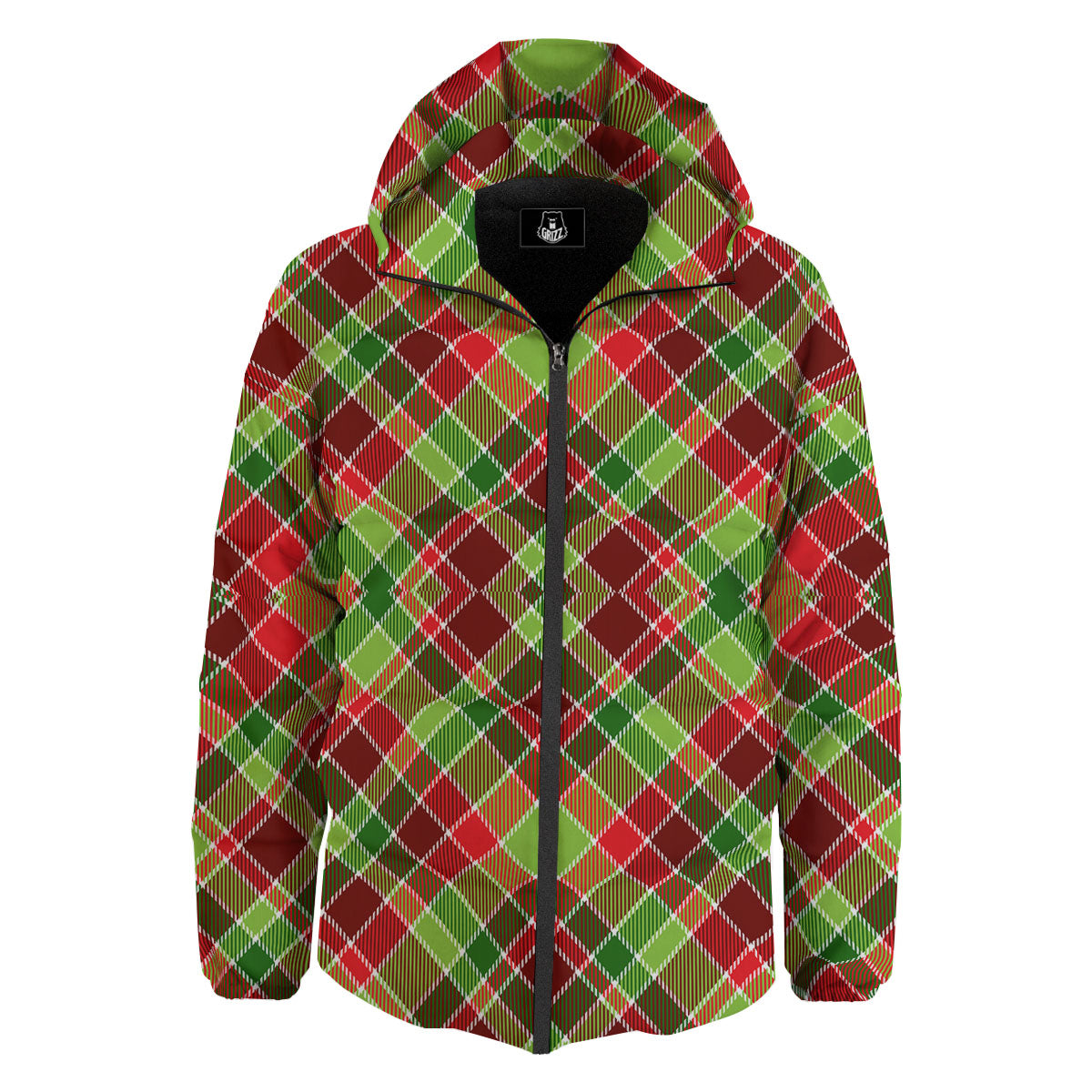 Plaid Merry Christmas Print Pattern Down Jacket